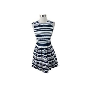 Red Valentino 38 US 2 Navy White Stripe Fit Flare Dress Italy Pockets